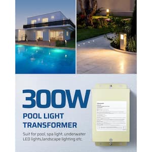 Multi-tap Low Voltage 300-Watt Metal Pool Light Transformer