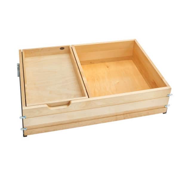 Rev-A-Shelf 8.03 in. H x 33 in. W x 22.19 in. D Wooden Two-Tier Deep Drawer Organizer with Soft-Close