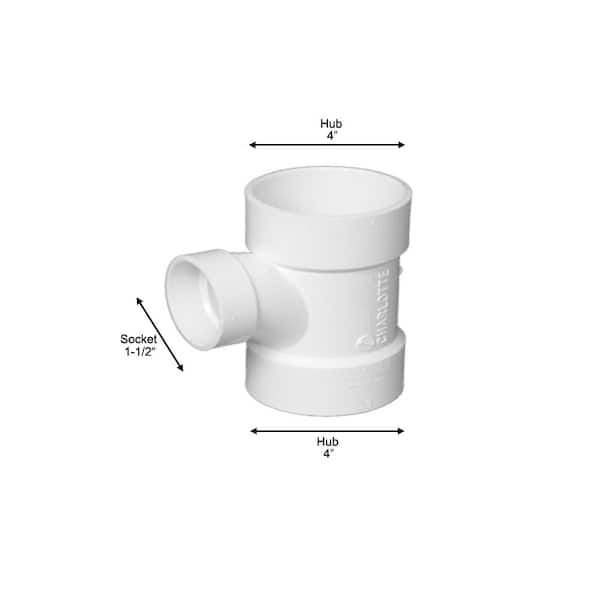 Charlotte Pipe 4 in. x 4 in. x 1-1/2 in. PVC DWV Sanitary Tee