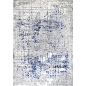 Georgie Abstract Grid Light Gray 8 ft. 10 in. x 12 ft. Indoor Area Rug