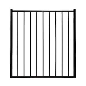 Versai 4 ft. W x 4 ft. H Gloss Black Steel Flat Top and Bottom Design Fence Gate