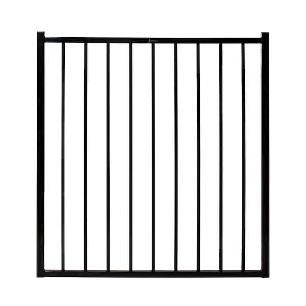 FORTRESS Versai Flat Top and Bottom Design 5 ft. W x 4 ft. H Gloss Black Steel Fence Gate