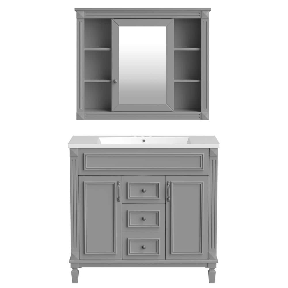 36 in. W. x 18 in. D X 34 in. H Single Sink Freestanding Bath Vanity in Gra