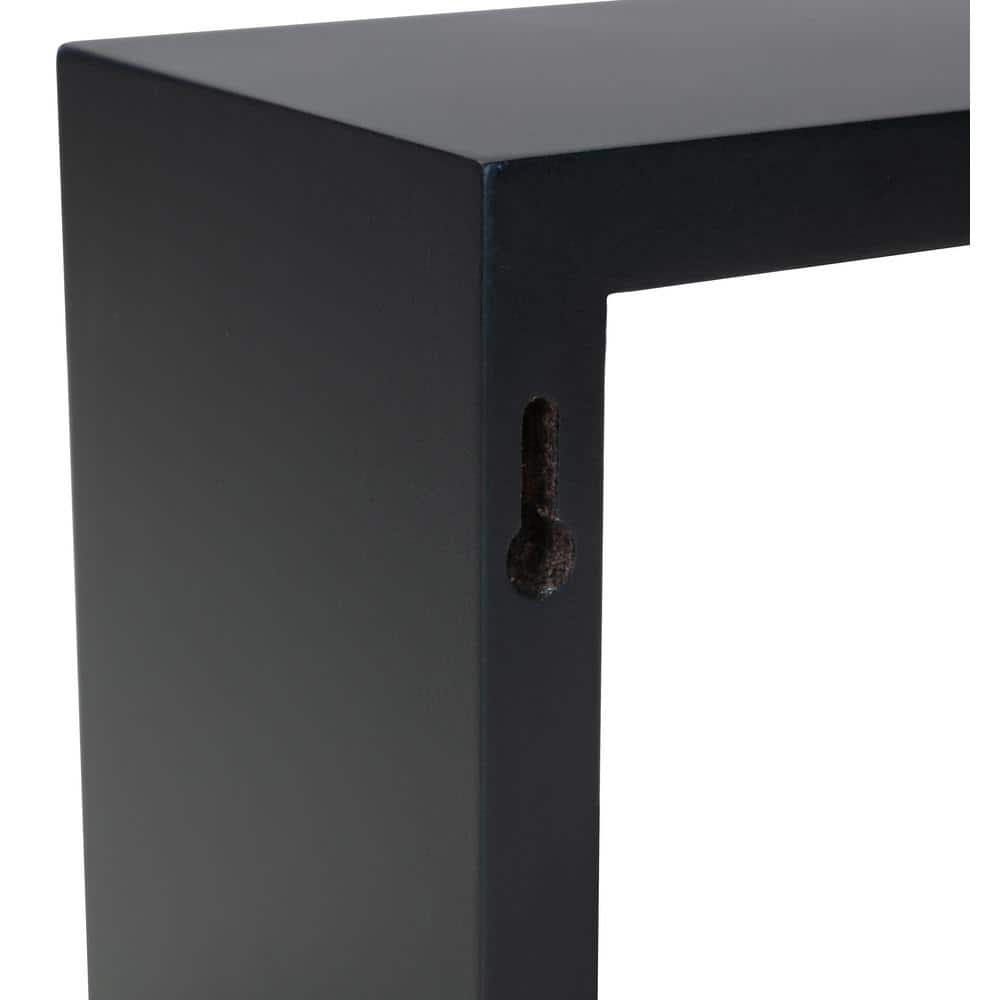 Sleek Black Floating Cube Wall Shelves, Set of 3