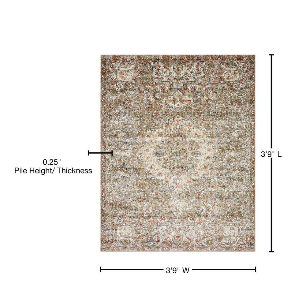 45" Round Red Easy-Care Viscose Blend Area Rug