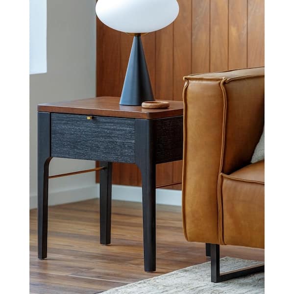 Livabliss Jaime Modern End Table, Black/Brown 24 in. H x 22 in. W x 18 in. D