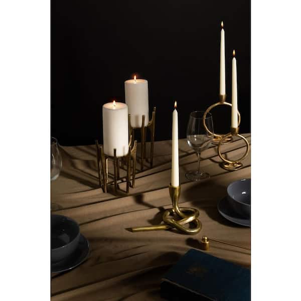 Liv & Skye 8 in. Gold Metal Spike Legs Candle Holder 18207-02