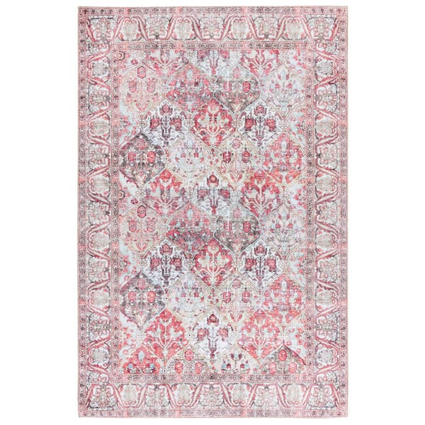 Vintage Serapi Red/Light Green  6 ft. x 9 ft. Machine  Washable Abstract Border Area Rug