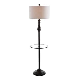 Laine 60 in. Metal/Glass LED Side Table and Floor Lamp, Oil Rubbed Bronze