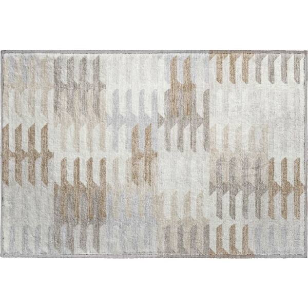 Mayfield Premium Machine Washable Abstract AMF2328 Ivory 2 ft. x 3 ft. Accent Rug