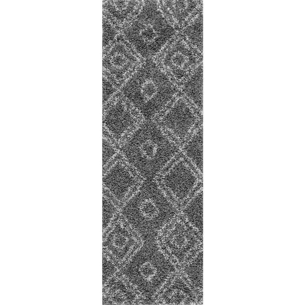 nuLOOM Iola Plush Shag Gray 3 ft. x 8 ft. Runner Rug OZSG18B