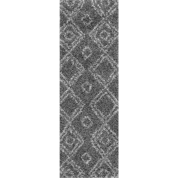 nuLOOM Iola Plush Shag Gray 3 ft. x 8 ft. Runner Rug