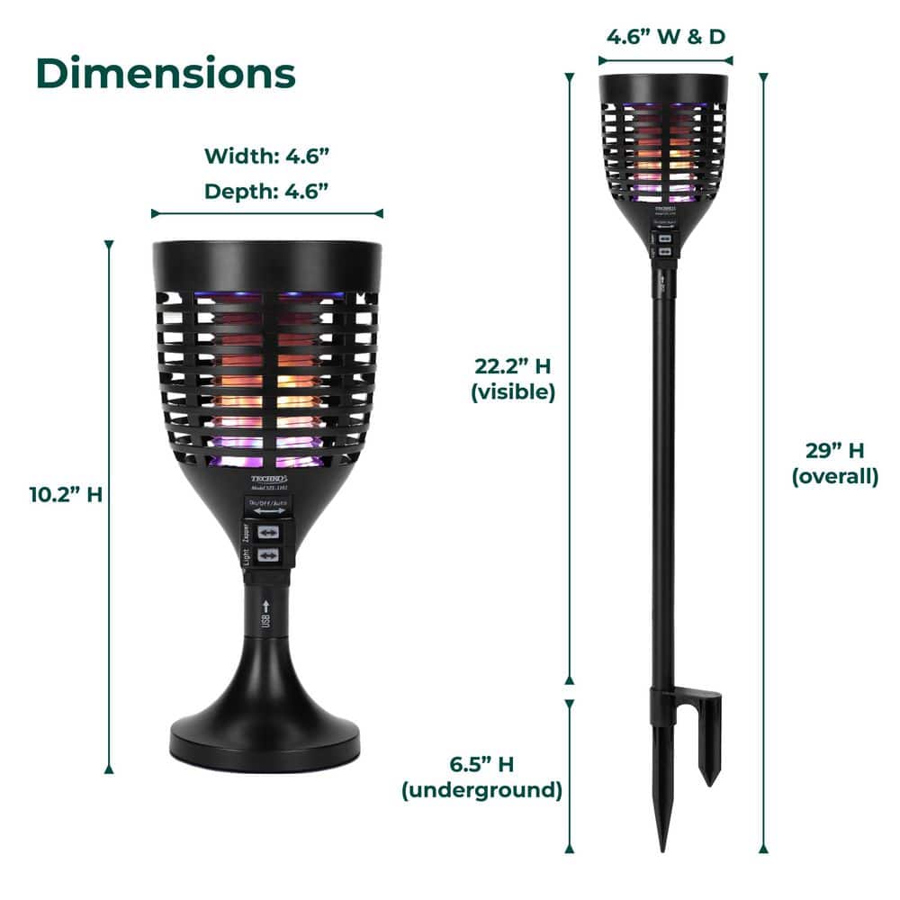 Solar Black Bug Zapper Torch with Easy-Clean Brush
