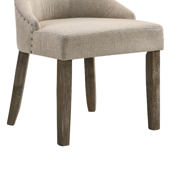 Benzara BM196656 Fabric Upholstered Wooden Corner Chair with Loose Cushion Seat and Small Feet Beige