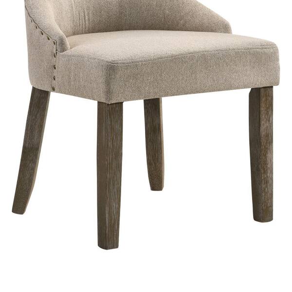 Benzara BM196656 Fabric Upholstered Wooden Corner Chair with Loose Cushion Seat and Small Feet Beige