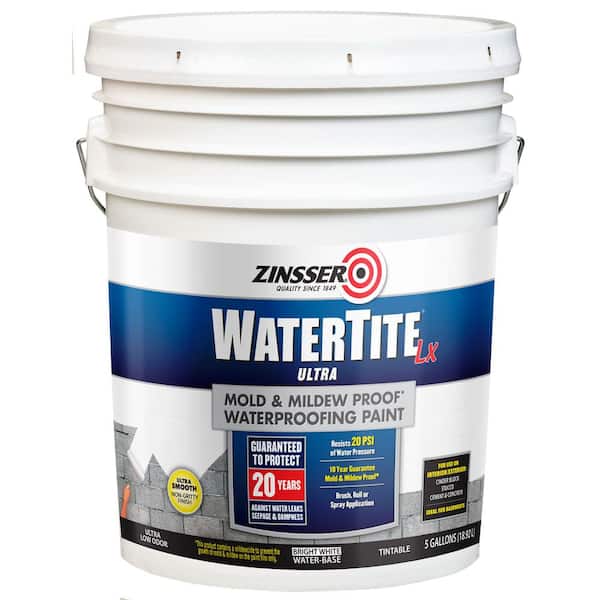 Zinsser 5 Gal. WaterTite LX Low VOC Mold and Mildew-Proof White Water Based Waterproofing Paint