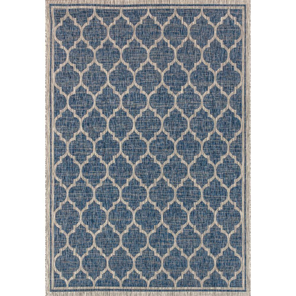 Navy and Gray 4' x 6' Synthetic Trellis Area Rug