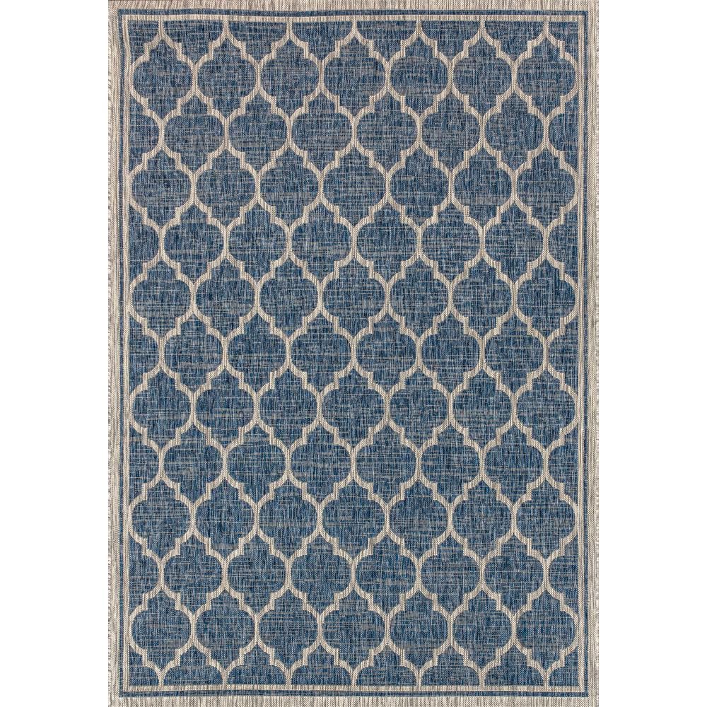 Trellis Gray Synthetic 8' x 10' Flat Woven Indoor/Outdoor Rug
