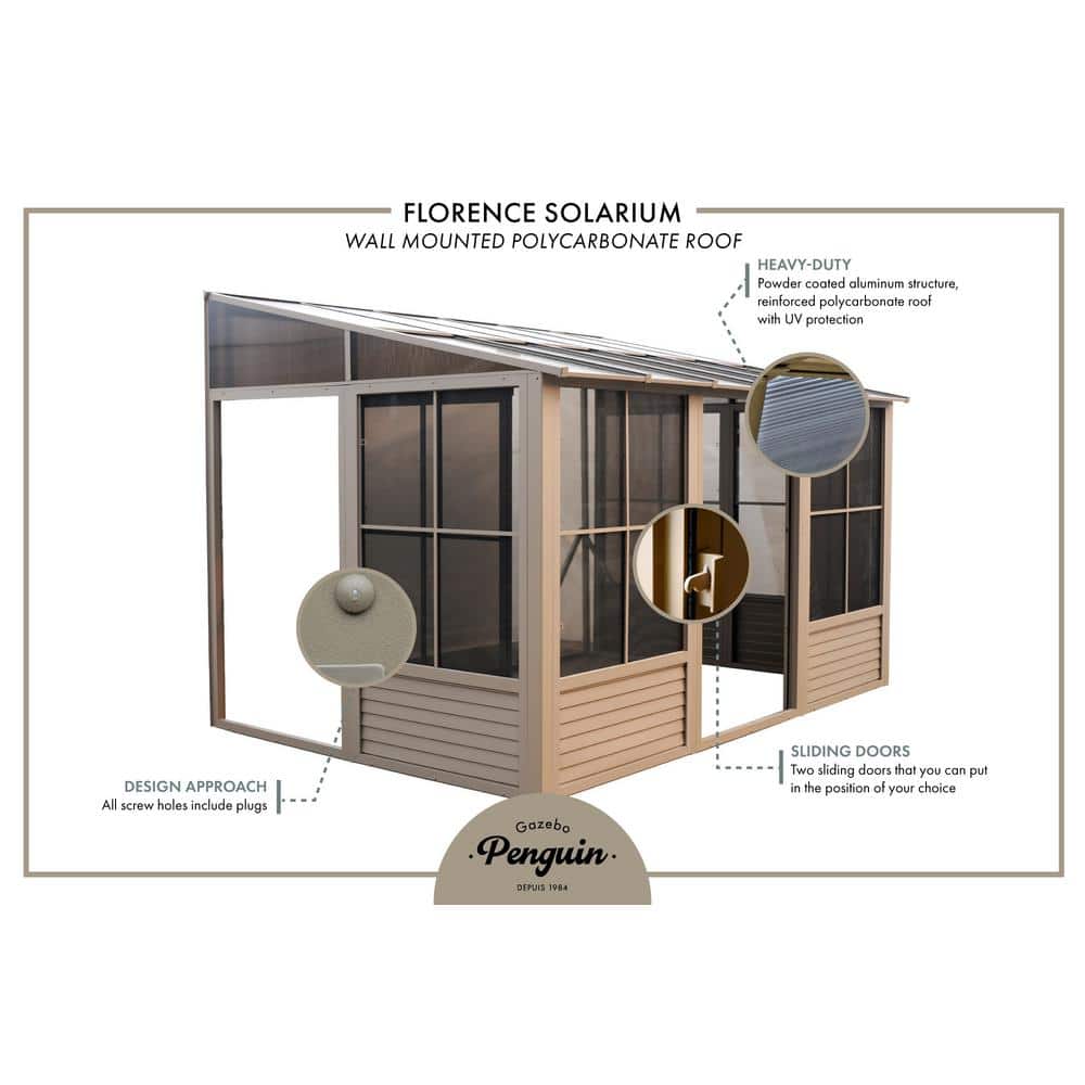Gray Aluminum and Steel Outdoor Solarium with Sliding Doors