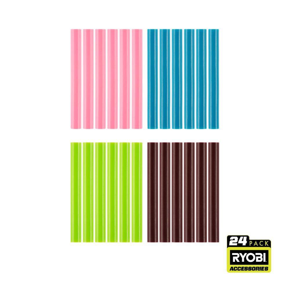 RYOBI 24PC Full Size Color Glue Sticks (Variety) A1932405 - The Home Depot