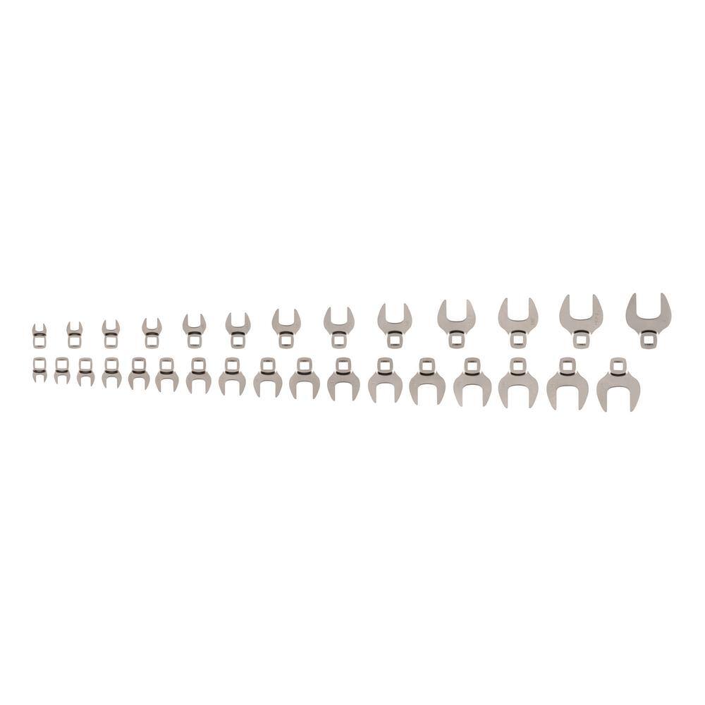 TEKTON 5/16-1 in., 8-24 mm 3/8 in. Drive Crowfoot Wrench Set (30-Piece ...