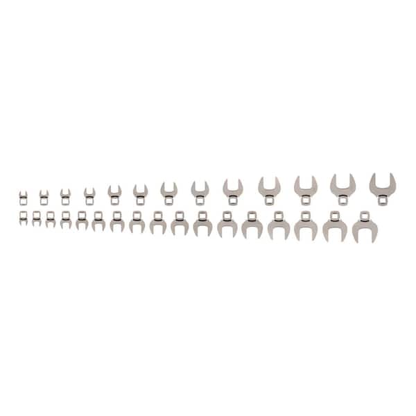 TEKTON 5/16-1 in., 8-24 mm 3/8 in. Drive Crowfoot Wrench Set (30-Piece)