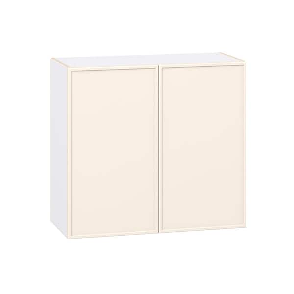 J COLLECTION Fairview 33 in. W x 14 in. D x 30 in. H Assembled Slim Shaker Wall Kitchen Cabinet in Washed Linen
