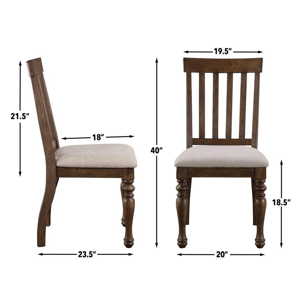 Joanna Dark Brown Wood Dining Set with Upholstered Chairs