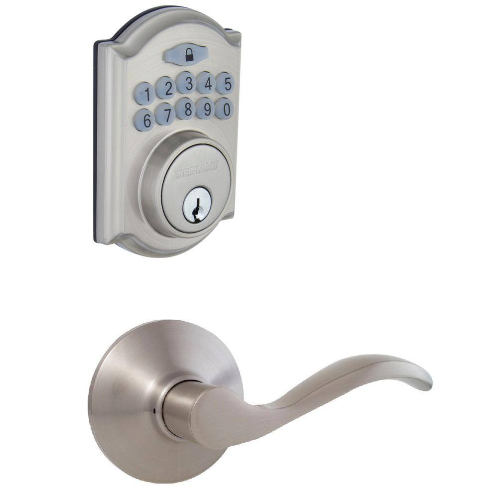 Defiant Castle Satin Nickel Electronic Single Cylinder Deadbolt with ...