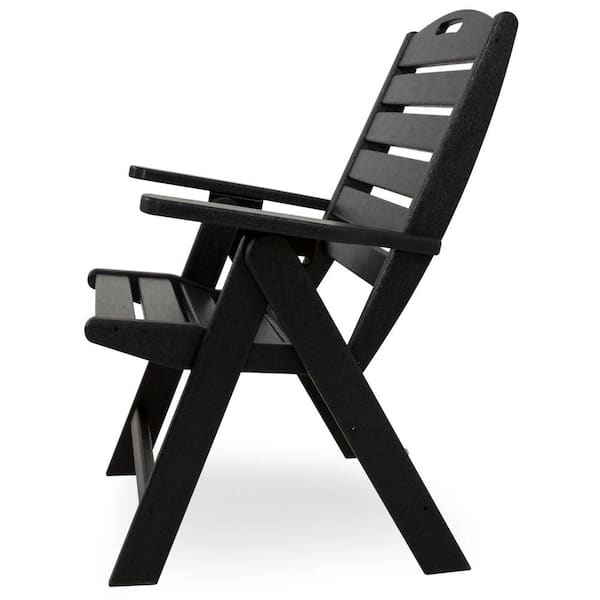 Polywood Nautical Highback Black Plastic Outdoor Patio Dining Chair Nch38bl - Plastic Black Patio Dining Chair