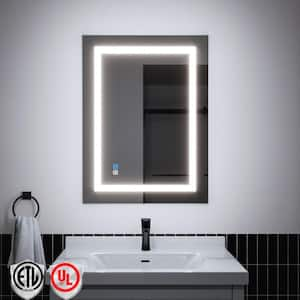 24 in. W x 32 in. H Frameless Rectangular Anti-Fog LED Wall Bathroom Dimmable Bright Mirror