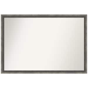 Burnished Concrete Narrow 38.25 in. x 26.25 in. Non-Beveled Modern Rectangle Wood Framed Wall Mirror in Gray