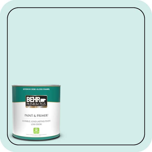 BEHR PREMIUM PLUS 1 qt. #510C-1 Ionic Sky Semi-Gloss Enamel Low Odor Interior Paint & Primer