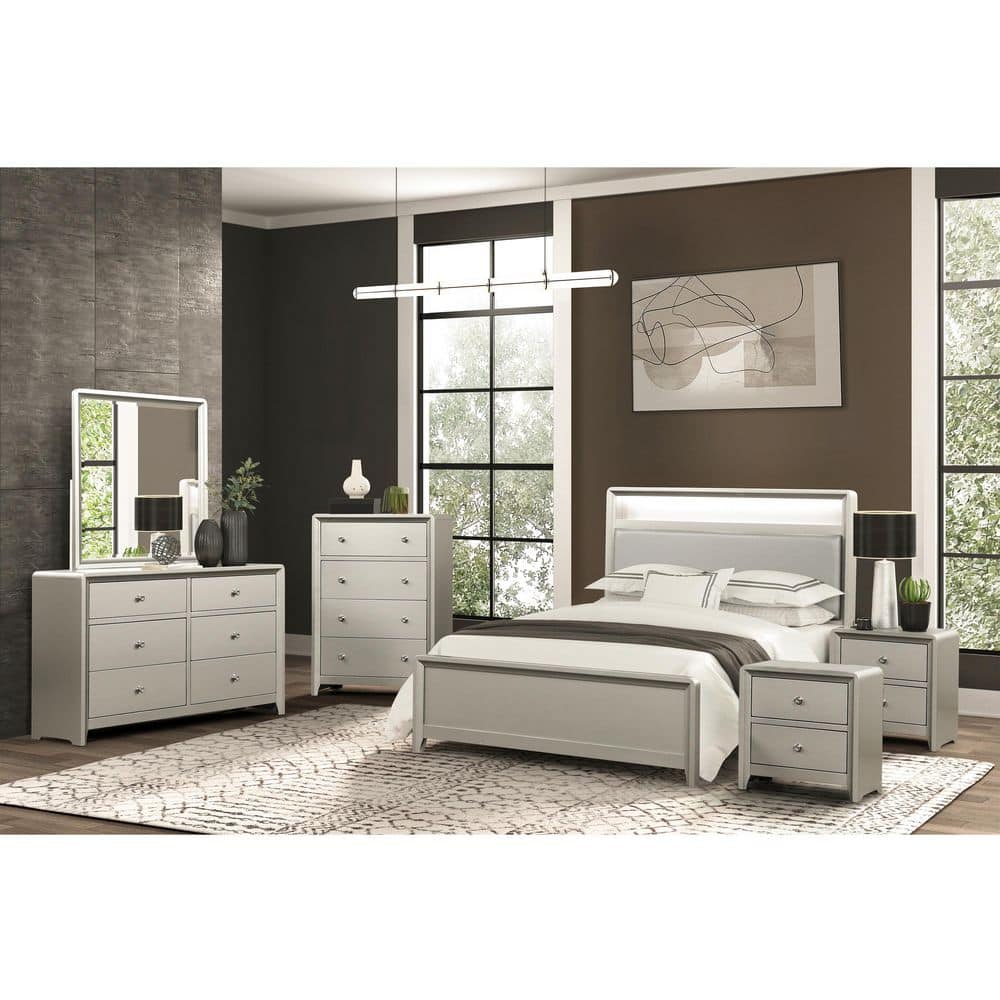 Furniture of America Alwin 6-Piece Champagne Wood Frame Twin Panel ...
