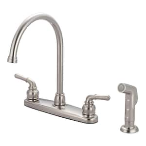 Accent 2-Handle Standard Kitchen Faucet with Sprayer in Brushed Nickel