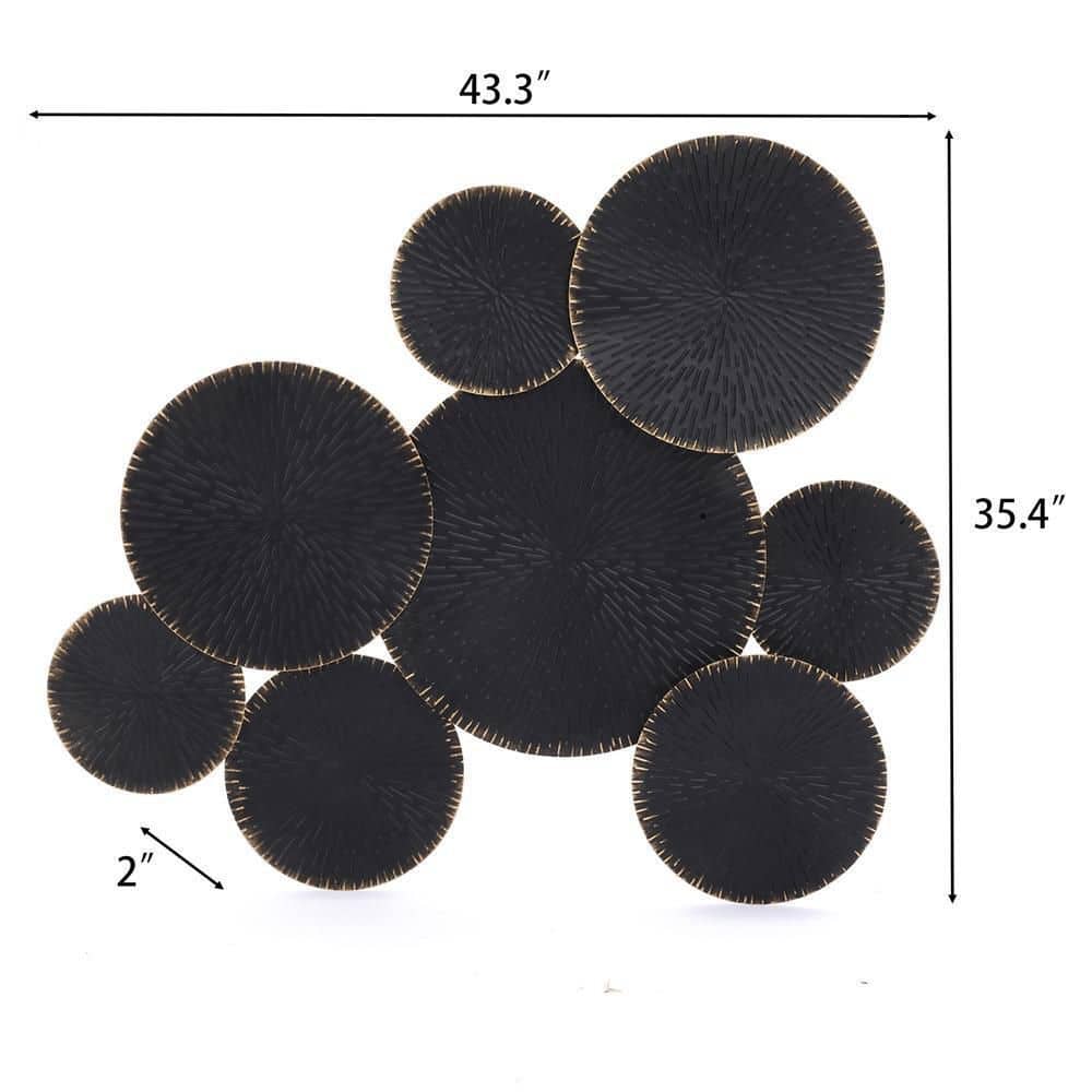 Large Black and Gold Iron Abstract Wall Sculpture