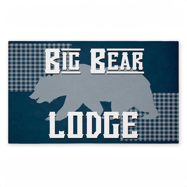 Big Bear Lodge Blue 18 in. x 30 in. Polyester Non-Slip Outdoor Door Mat