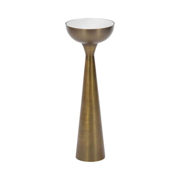Kate and Laurel Chandon 8 in. W Gold Round Glam Glass End Table
