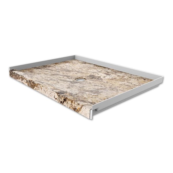FlexStone 34 in. x 48 in. Single Threshold Shower Base with Center Drain in Golden Beaches