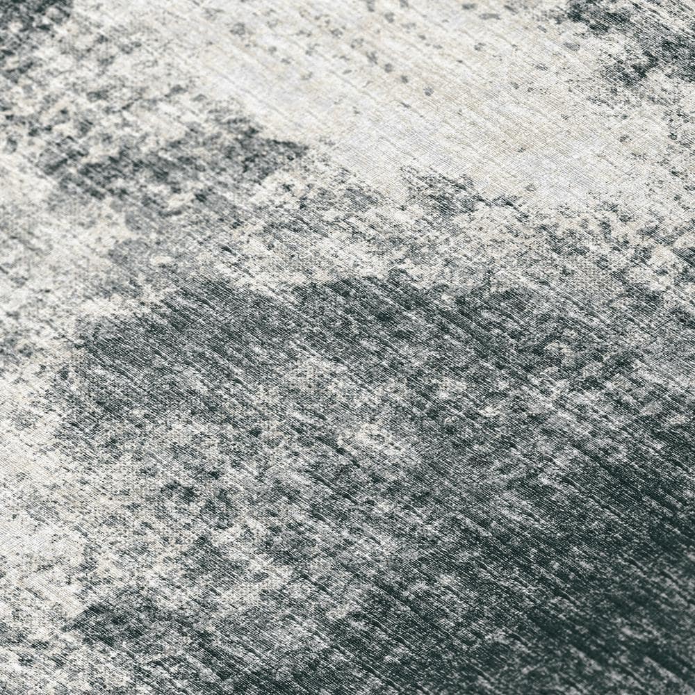 Rylee Transitional Black Chenille 1'8" x 2'6" Non-Skid Accent Rug