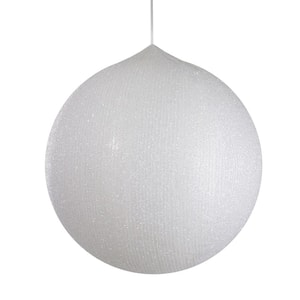 19.5 in. White Tinsel Inflatable Christmas Ball Ornament Outdoor Decor