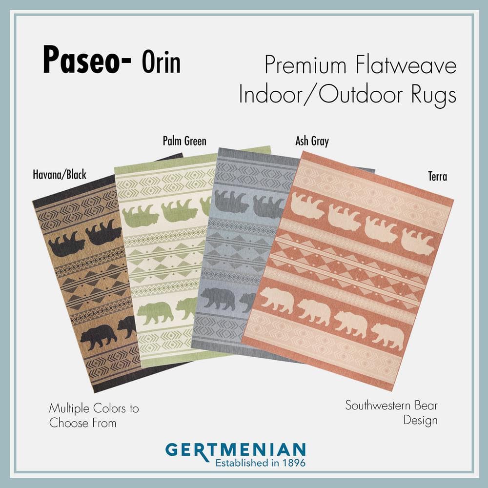Chestnut Brown and Black Synthetic Bear Print Outdoor Rug
