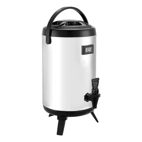 2 Gal. /7. 6L Insulated Beverage Dispenser, Stainless Steel with Spigot and Temp Display, for Hot & Cold Drinks in Cafes