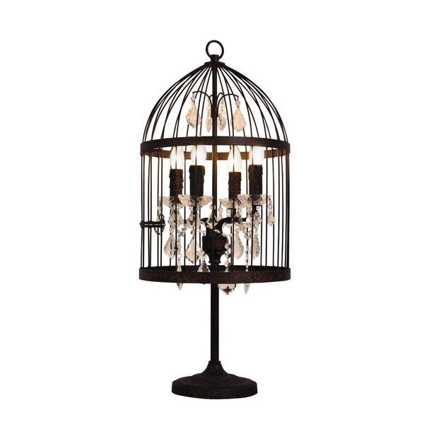 Home Decorators Collection Vertiline 35 in. Rust Iron Frame Table Lamp