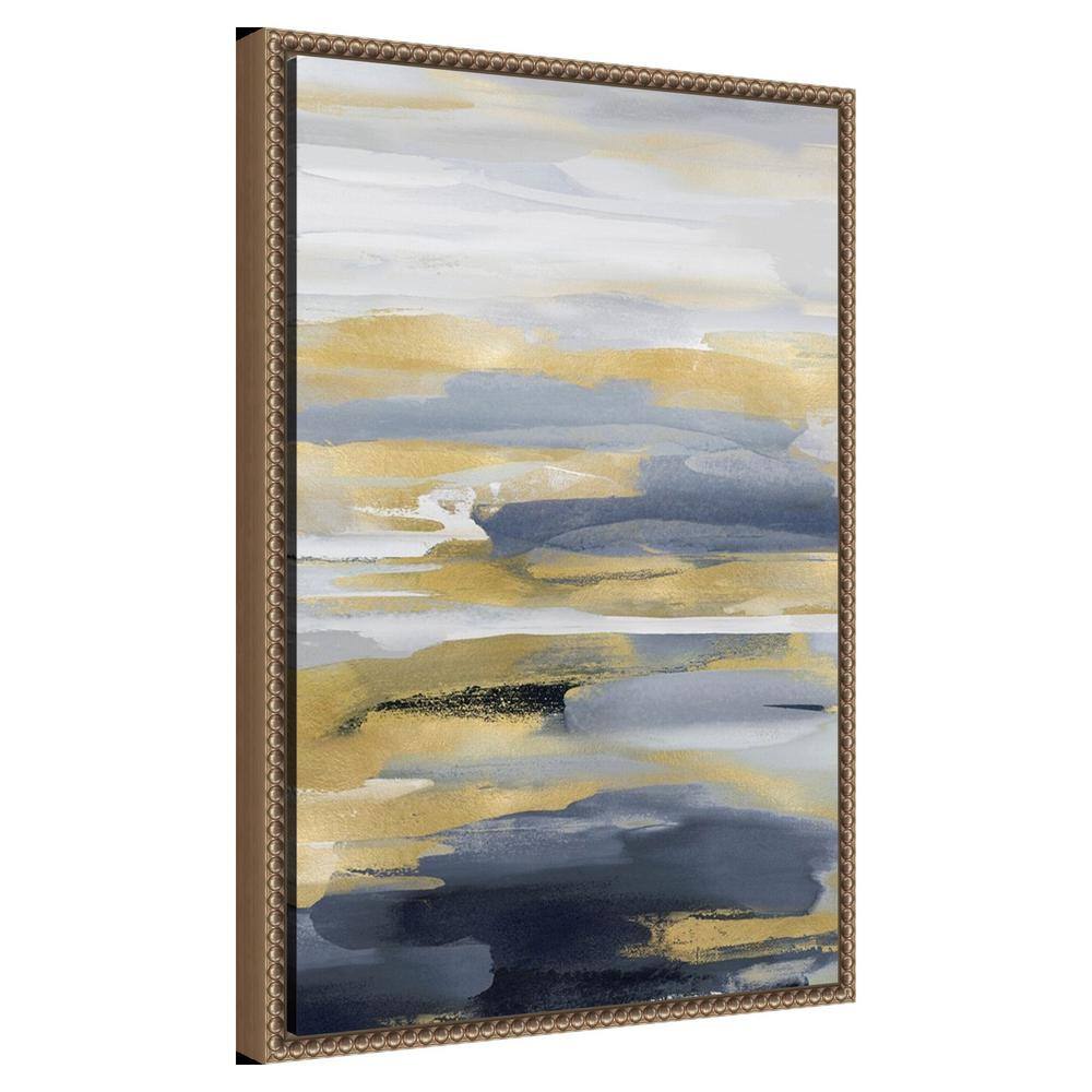 Blue and Gold Abstract Canvas Framed Wall Art 16 x 23