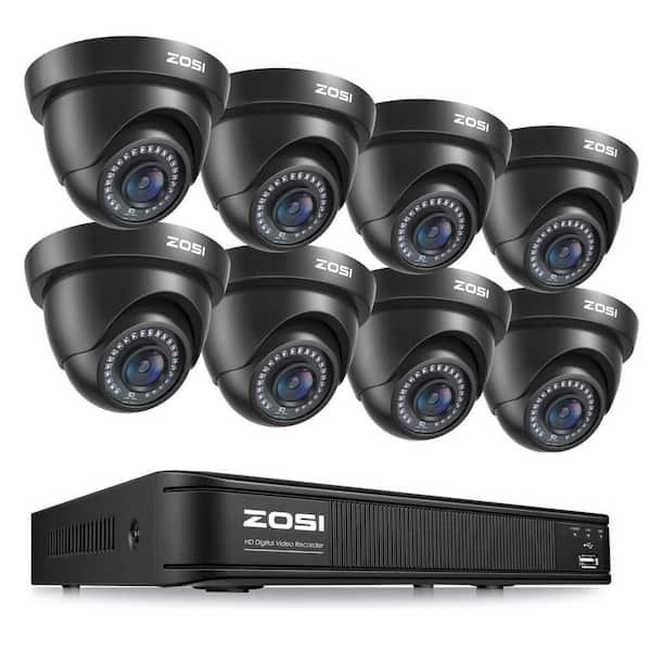 8-Channel DVR Home Security System with 8-Wired 1080p FHD Outdoor Dome Cameras, 80ft Night Vision