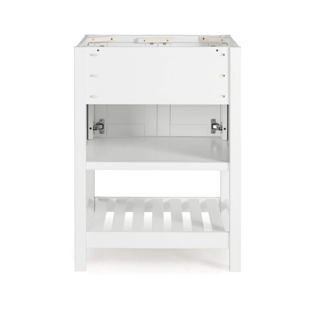 Bennet 24" White Pine Wood Modern Shaker Vanity Cabinet with Open Shelf