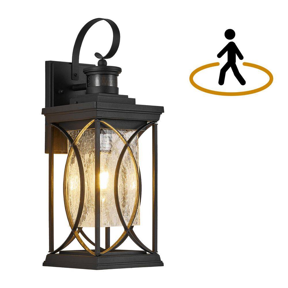 18 in. Classic Black Motion Sensor Dusk to Dawn Outdoor Wall Sconce with Glass, E26 Socket, 1-Pack, Waterproof price history on PriceWatchPro