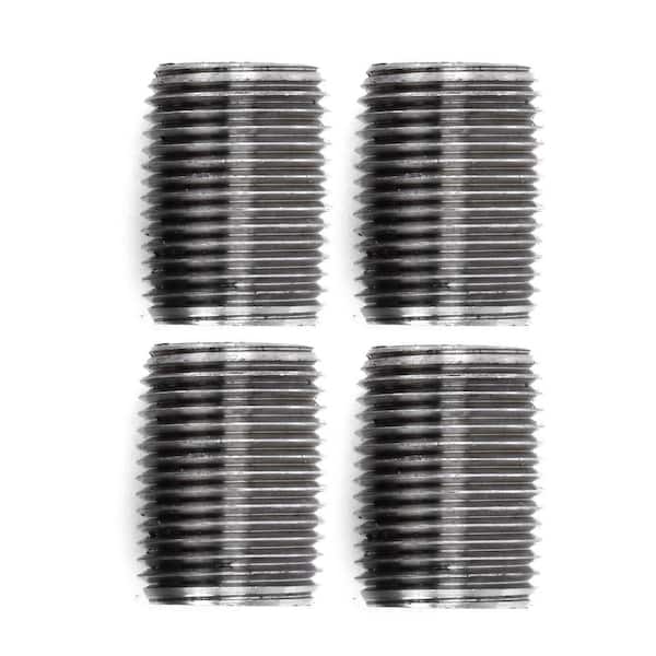 STZ Pipe Decor 1/2 in. Close Black Steel Pipe Connector (4-Pack)