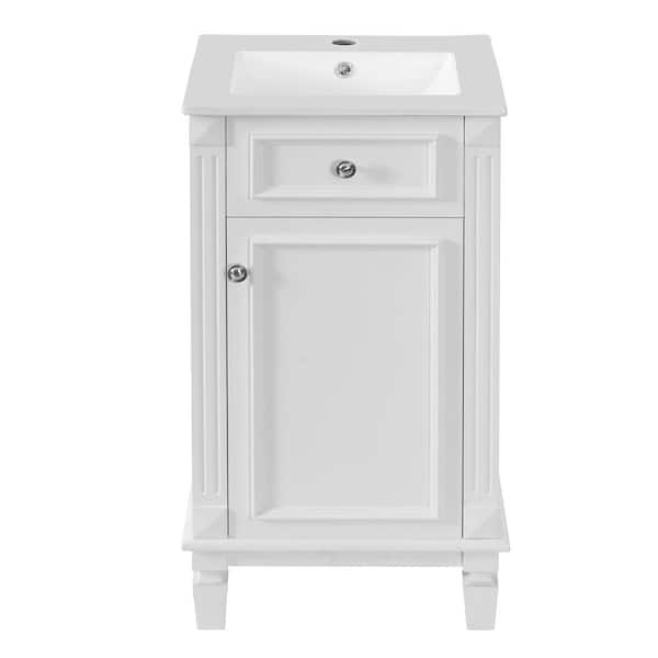 18 in. Single Sink Freestanding White Bath Vanity with White Ceramic Top